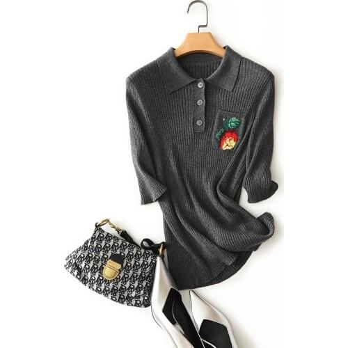 Shuchan Polo Collar Cashmere Elegant Fashion Single Breasted 2021 Fashion Ladies Clothes Sweaters for Women Fall