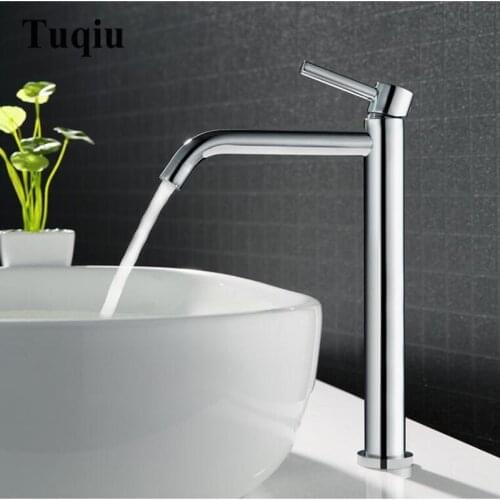 Brass chrome Tall Sink Faucet Bathroom Slim hot and cold basin water mixer tap bathroom single sink faucet