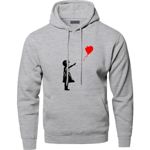 World Peace Hoodies Sweatshirts Men Kcco Balloon Banksy Love Hooded Sweatshirt Hoodie Harajuku Hooded Pullover Print Streetwear