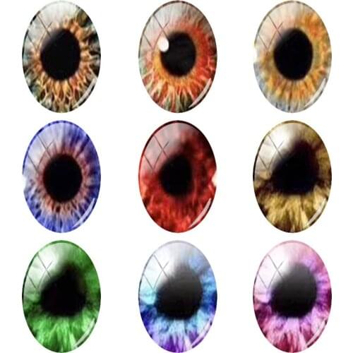 JWEIJIAO Colorful Dragon Eyes Oval Shaped DIY Glass Cabochon Dome Flatback Jewelry Handmade Accessories For Women Earrings EY173