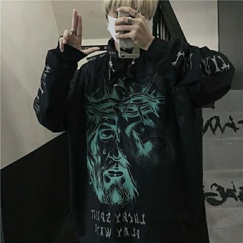Black Gothic Hoodies Women Kawaii Simple Females Pullover All-match Korean Casual Ulzzang Punk Hoodies High Street Tops