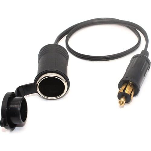 Extended Powerlet Hella DIN Male Plug to Standard Cigarette Lighter Socket Adapter 13.8 inch 18 AWG