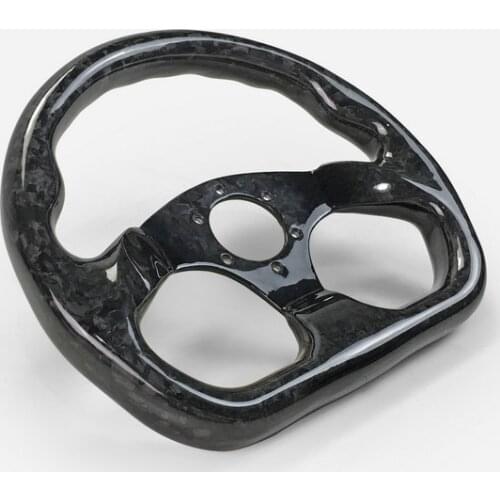 Universal Fit Glossy Finish Forged Carbon Fiber Flat Type Steering Wheel (320mm diamete, 6 bolts 70mm PCD) For EVO 7 8 9 10 GTS
