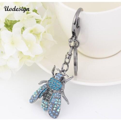 Uodesign Fashion Creative Cicada Purse Bag Crystal Keychain Gift Keyring Key Chain Jewelry for Women Men Best Gift