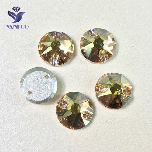 YANRUO 3288 All Sizes Metallic Sunshine DIY Sewn Rhinestones Gold Glass Strass Flat Back Stones And Crystals For Crafts