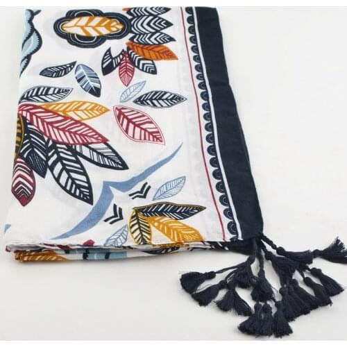 Za 2017 cotton flower scarf,floral hijab,Muslim hijab,shawls wraps,shawls and scarves,british style,winter colorful leaves scarf