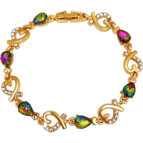 Classic Ocean Heart Blue Crystal Bracelet For Women Fashion Love Valentines Day Gift Jewelry Wholesale Hollow Crystal Bracelet