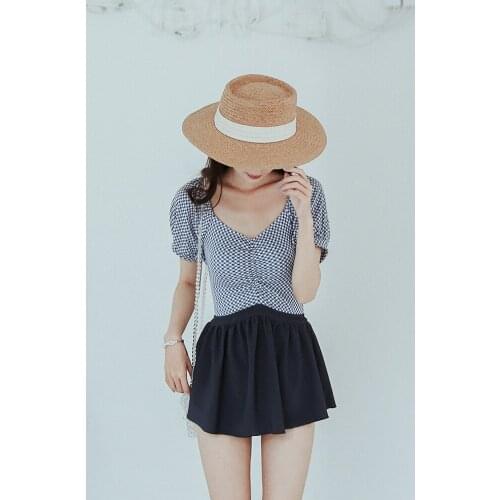 Women One Piece Swimsuit Swimwear Plus Size Vintage Lovely Swim Wear Skirt Female 2021 Bikini Beach Mayo Sexy Open Back Bandage