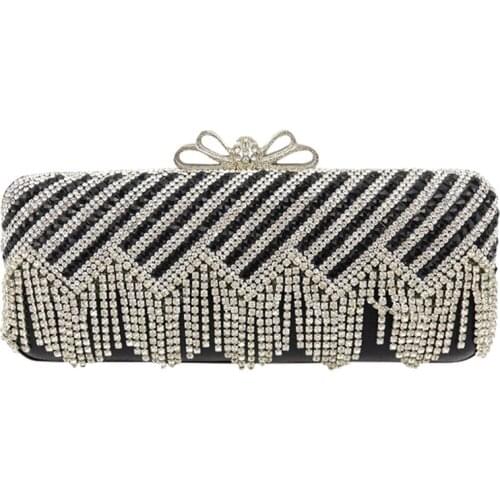 Women Tassel Rhinestone Crystal Clutch Evening Bags Bow Fashion Diamonds Wedding Evening Bags