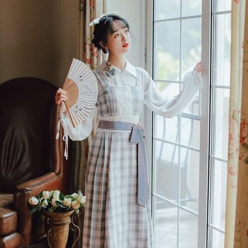 Sweet Two Piece Set Women Hot Sale Women Suit Spring 2021 Lapel Bow Tie Detachable Pin Kawaii Tops+Lattice Strap Skirt Vestidos