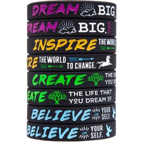 1 Pc New Inspirational Bracelets Motivational Be Yourself,Dream, Inspire, Create, Believe, Silicone Wristband Rubber Bracelet