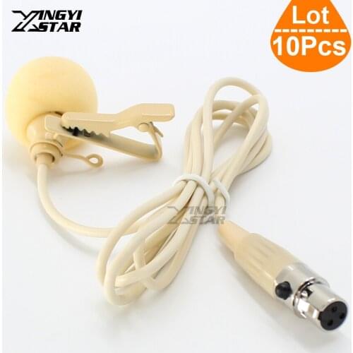 10Pcs Mini XLR 3 Pin TA3F Plug Tie Clip On Condenser Lavalier Microphone Lapel Mic Yaka Mikrofonu For PC Karaoke Wireless System