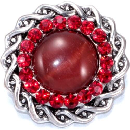 2017 Red Flower Pattern 6 Multi Color Opal Rhinestone Charm Buttons 18mm Snap Button Jewelry Fit Snap Jewelry KZ0186c