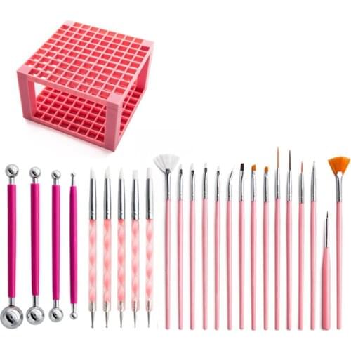 25Pcs Mandala Dotting Tools Set Ball Stylus Brush Pen Holder for Painting Rock Coloring Drawing Drafting Art Supplies