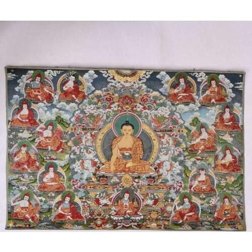 36" Tibet Tibetan Cloth Silk Buddhism Sakyamuni Buddha Tangka Thangka Mural