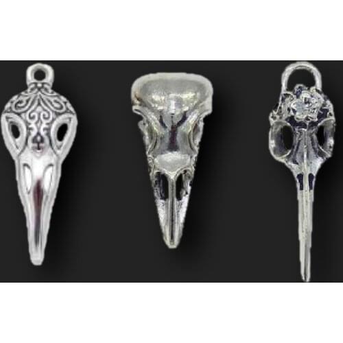 9pcs Mixed Silver Plated 3D Halloween Bird Beak Bird Skull Pendants DIY Charms Punk Necklace Jewelry Crafts Making P585