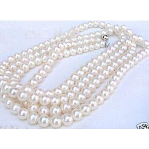 AAA Natural 7-8MM white Seawater pearl necklace 50"