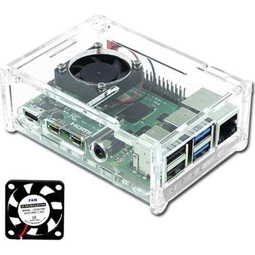 Raspberry Pi 4 Acrylic Case Transparent Box Shell Enclosure With Fan Cooler For Raspberry Pi 4 Model B 4B