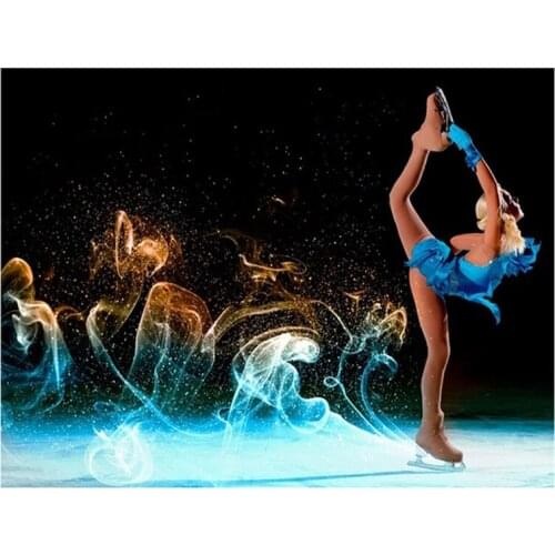 Diy Diamond Painting figure skating girl Diamond Embroidery Round drill mosaic Paintings by Number wall sticker