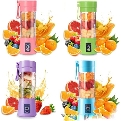4 Blades Portable Blender Electric Blender USB Rechargeable 500ml Juicer Cup Extractor Fruit Smoothie Maker Cup Bottle Cover