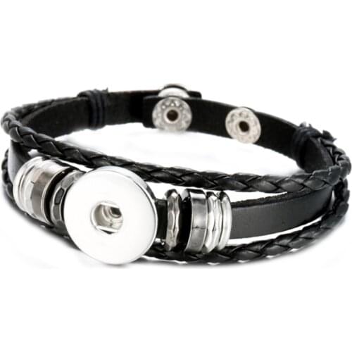 Leather retro 18mm snap button bracelet DIY jewelry FG5501