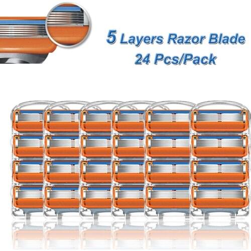 Manual Shaving Razor Blades 5 Layers Stainless Steel Replacement Heads Fit Gillette Fusion 5 Straight Shaving Cassettes For Men