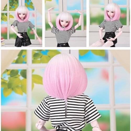 Bybrana 1/3 1/4 Short BOB Straight Girl Golden Hair Bjd Wig For Dolls Free Shipping