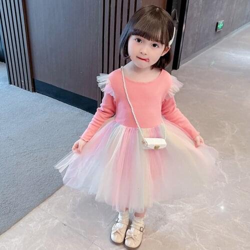 Girl Pricness Dresses 2021 New Girl Mesh Dress Casual Style Party Dress For Children Spring Autumn Girl Costume