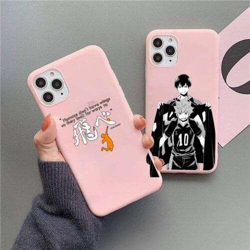 Japan Anime Oya Haikyuu Phone Case Candy Color for iPhone 6 6S 7 8 11 12 XS X SE 2020 XR mini pro Plus MAX mobile bags