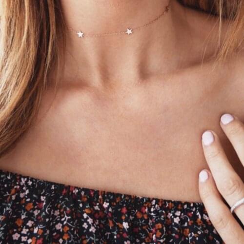 Simple Boho Women chocker gold Silver color Chain star choker Necklace collana Kolye Bijoux Collares gargantilha Collier Femme