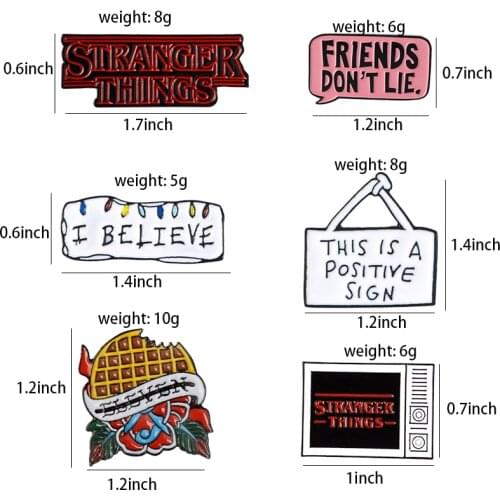 STRANGER THINGS Enamel Pins TV Series Eleven Brooch Friends Don't Lie Badge Denim Shirt Lapel Pin Gothic Jewelry Gift for Fans