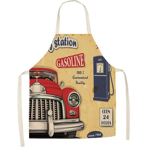 Retro car airplane pattern Apron for hairdresser aprons for women goods for home kitchen customizable apron House cleaning apron