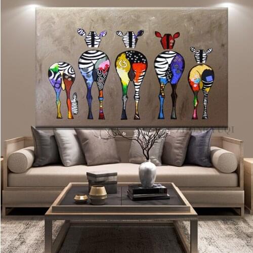 Graffiti Zebra Canvas Paintings On The Wall Colorful Animals Prints African Pictures Wall Art for Bedroom Living Room Cuadros