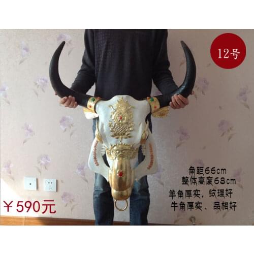 Head Arts Crafts Yak skull Crafts Ornament skull specimen features and true cow handbag copper head hanging ornaments