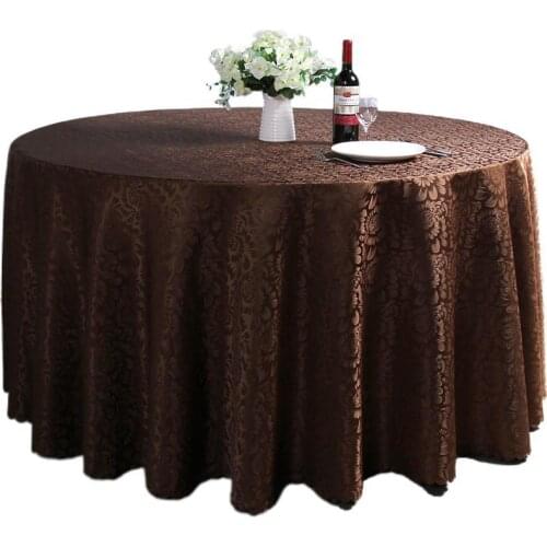 Quality Hotel Banquet Table Cloth Jacquard Table Cover Dark Coffee Color