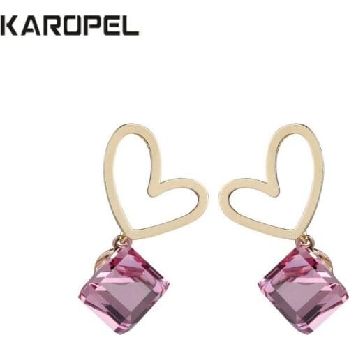 Korean Fashion Luxury Charm Drop Pierced Heart Shape Crystal Earrings Zircon Women Love Jewelry Gift Drop Shipping