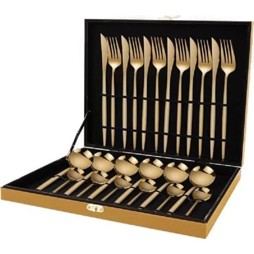 24 piece cutlery set, with gift box, stainless steel cutlery set, can accommodate 6 people, including knife/fork/spoon