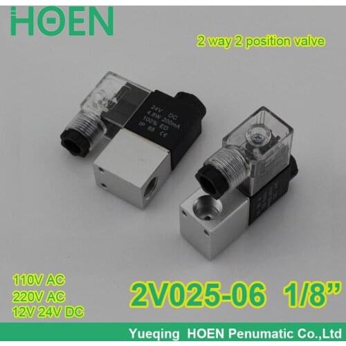 Normally Closed Solenoid valve 2V025-06 1/8" Wire High Qulity for Water Air Gas DC AC 12V 24V 110V 220V