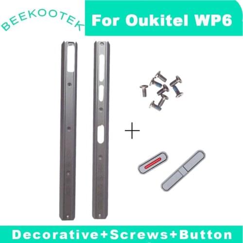 New Original Middle Side Metal Frame Housings Cover+ Side Keypads Power Volume Button+Screws Parts For Oukitel WP6 SmartPhone