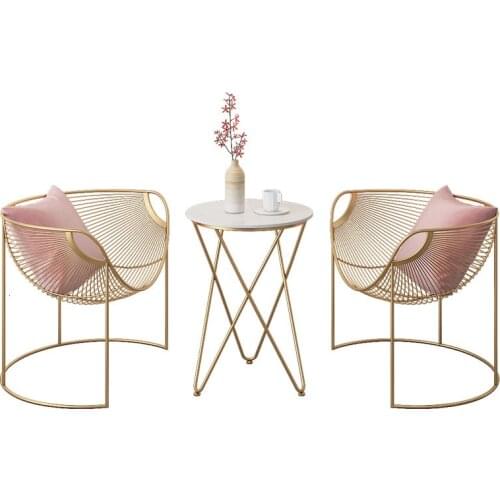 Nordic ins wind hollow gold dining chair coffee shop iron chair tea shop leisure tables and chairs combination
