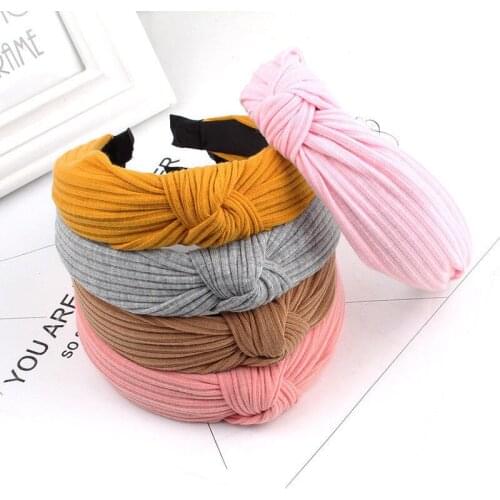 Solid Soft Knotted Flamingo Headband Hairband For Women Lady Bow Hair Hoop Hair Accessories Headwear