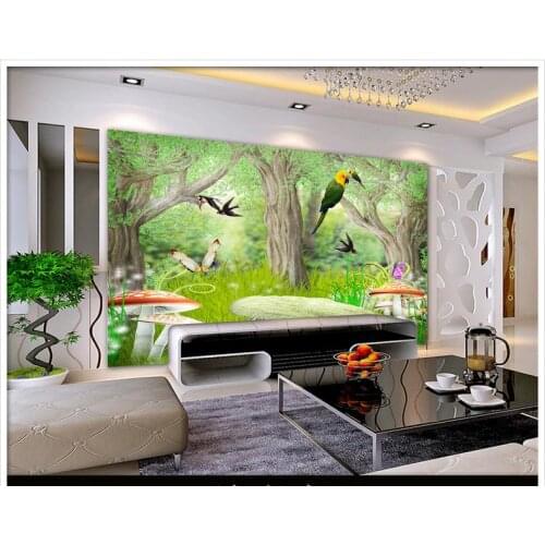 Custom wallpapers 3d murals wallpaper Fashion forest landscape scenery figure TV setting wall of flowers and birds wall decor
