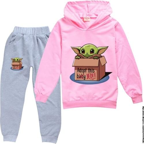 Girls Clothes Mandalorian Baby Yoda Baby Long Sleeve Hoodies T Shirt +Pants Girls Set Outfits 2Pcs Girls Christmas Clothes Set