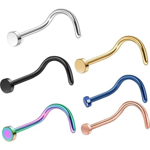 Wholesales Flat Top Nose Stud Piercing Rose Gold Nose Screw Nazir Piercing Nostril Earring Piercing Jewelry 20G Drop Shipping