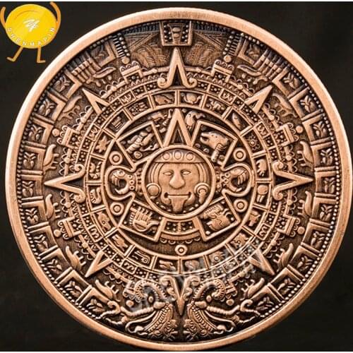 Maya Aztec Commemorative Coin Indian Mayan Long-Count Calendar Challenge Coin Maya Civilization Purple Copper Religion Coins