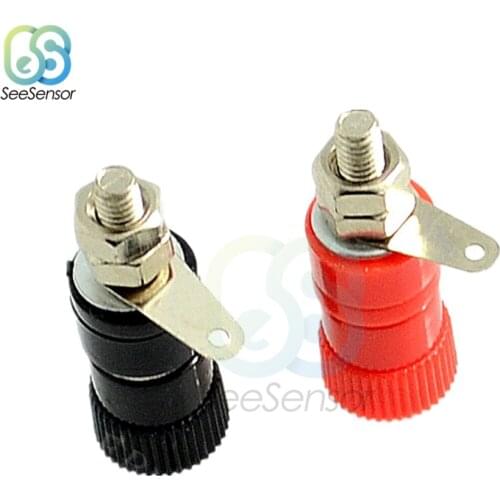 1 Pair JS-910B 4mm Plug Jack Female Socket Binding Post For Speaker Audio Terminals Splice Black Red Home DIY Tool