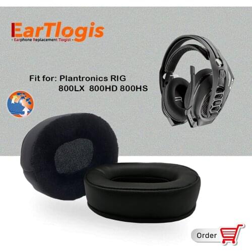 EarTlogis Replacement Ear Pads for Plantronics RIG 800HD 800LX 800HS 800 HD LX HS Headset Parts Earmuff Cover Cushion Pillow