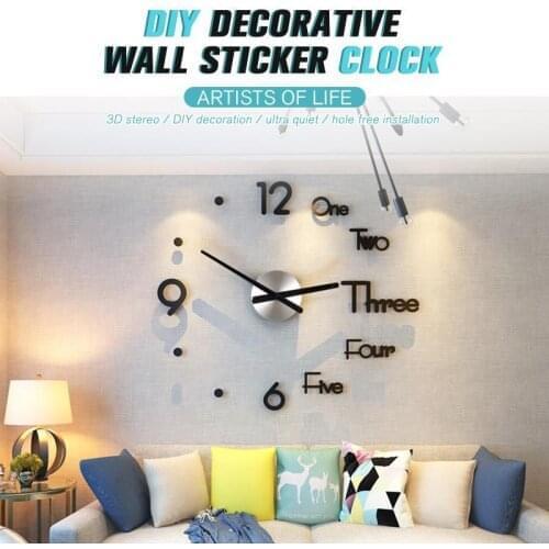Modern Minimalist DIY Punch-free wall Clock Creative wall clock diy living room fashion home art free punch clock modern minimal