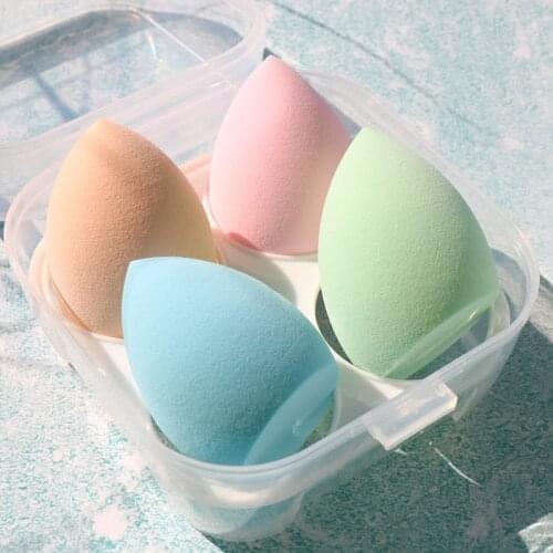 4pcs Makeup Blender Cosmetic Puff Makeup Sponge with Storage Box Foundation Powder Sponge Beauty Tools Women Make Up Accessories