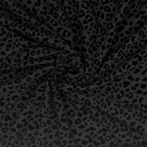 Black knitted 4 way stretch leopard print burnout velvet fabric Animal Patterns for Stage costumes party dress garment clothing